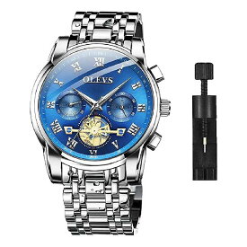 [OLEVS] 腕時計 メンズ時計ステンレススチール クロノグラフ防水ウオッチブラック多機能アナログクオーツ腕時計日付表示ーションおしゃれ ビジネス カジュアル男性腕時計 父の日のプレゼント