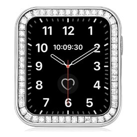 Miimall 対応Apple Watch4/5/6/SE 保護ケース 44mm アップルウォッチ 4 金属カバー 彩りラインストーン 傷防止 お洒落 キラキラ 装着簡単 Apple Watch 6 保護バンパ（44mm|シルバー）