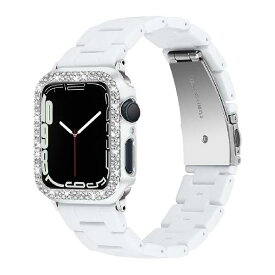 Miimall【バンド＋ケース セット】対応Apple Watch Series SE/6/5/4 44mm バンド アップルウォッチ 6 カバー 樹脂+PC材質 おしゃれなデザイン ラインストーン付き 可愛い 装着簡単 Apple Watch 44mm