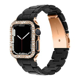 Miimall【バンド＋ケース セット】対応Apple Watch Series SE/6/5/4 40mm バンド アップルウォッチ 6 カバー 樹脂+PC材質 おしゃれなデザイン ラインストーン付き 可愛い 装着簡単 Apple Watch 40mm