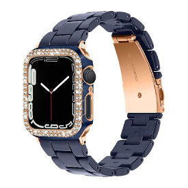 Miimall【バンド＋ケース セット】対応Apple Watch Series SE/6/5/4 44mm バンド アップルウォッチ 6 カバー 樹脂+PC材質 おしゃれなデザイン ラインストーン付き 可愛い 装着簡単 Apple Watch 44mm