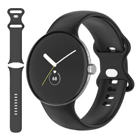 Miimall 対応Google Pixel Watch専用 シリコンバンド Google グーグルPixel Watch向けのTPUバンド シリコン 快適なデザイン シンプル 簡単取付 Pixel Watchスマート ウォッチ 対応バンド(ブラック|L
