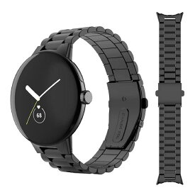 Miimall 対応Google Pixel Watch専用 バンド ステンレス Google グーグルPixel Watch向けの交換バンド 金属 高級ステンレスバンド 調節可能 ビジネス風 Pixel Watch交換バンド（ブラック）