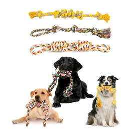 WININMETA 犬おもちゃ ロープ 犬用噛むおもちゃ 頑丈 犬ロープおもちゃ 噛む 犬用玩具 大型犬 中型犬 天然コットン 安全素材 ストレス発散 運動不足解消 訓練用 知育玩具 歯磨き玩具 三つセット