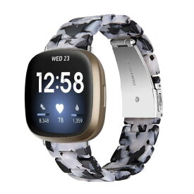 Miimall 対応Fitbit(フィットビット) Versa 3 樹脂バンド Fitbit Versa3 交換バンド バンド 樹脂材質 ステンレス 調節可能 フィットビットVersa 3 スマート ウォッチ 交換バンド ベルト（フラワーミルク）