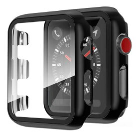 MiimallApple Watch 全面保護ケース メッキ加工PCカバー 耐衝撃性 手触り良き 指紋汚れ防止 充電便利 強化ガラスフィルム一体型カバー アップルウォッチSeriesSE2/6/SE/5/4 カバー（ブラック 40mm)