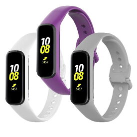 Miimall【3本セット】対応Galaxy Fit 2 SM-R200 バンド シリコン製 通気製良いGalaxy Fit2用 交換バンド 軽量 防水 スポーティー ギャラクシー フィット 2 バンド ベルト (パープル＋ライトグレー＋ホワイト)