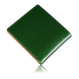 [ファブリツィオ] 極薄 財布 メンズ レディース 2つ折り 薄い 小銭入れ 使いやすい イタリアン レザー 一流の革職人が作る 革 ファスナー(グリーン)
