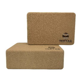 コルク ヨガブロック - Teeyar 2個セット 頑丈な 100％天然スペインコルクエクササイズブロック 9’’x6’’x3 ’’ヨガ/ピラティス/ジム/練習用、 2 (コルクヨガブロック、 23 x 15 x 7.6cm)