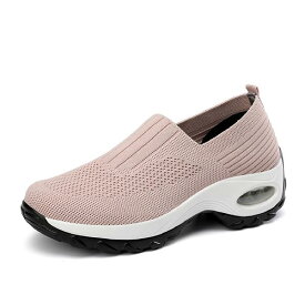 [AOIREMON] レディース ウォーキングシューズ 厚底スニーカー 美脚 軽量 ローファー 疲れにくい 婦人靴 運動靴 エアクッション ナースシューズ 船型底 歩きやすい ピンク
