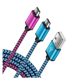 マイクロ USB ケーブル【1.8M+0.9M/2本セット】 Micro USB ケーブル 急速充電 高速データ転送 Android充電ケーブル 高耐久性 ナイロン編み ps4コントローラー Xperia Galaxy Nexus AQUOS ASUS