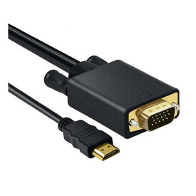 HDMI to VGA 変換ケーブル 1080P 1.8M HDMIオス to VGAオス変換アダプタケーブル 金メッキコネクター 音声転送 コンピューター/デスクトップ/ノートパソコン/PC/モニター/プロジェクター/HDTV/Chromebook R