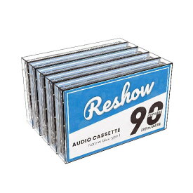 Reshow オーディオカセット低ノイズ高出力90分時間空白カセットテープ個別クリアプラスチックカセットテープケース 毎日の録音に最適 (ブルー - 5個入り)