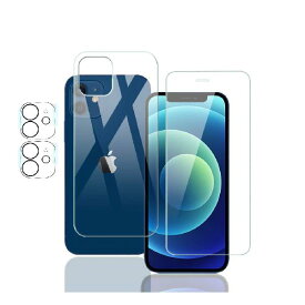 【1+2+1】 iPhone12 ガラスフィルム (1枚)+ iPhone 12 カメラフィルム 2眼レンズ (2枚)+ iPhone12 専用 背面 ガラスフィルム (1枚) TCOLL【全面保護】 露出オーバー防止 9H硬度 透過率99% 剥がれにく