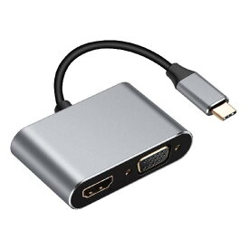 USB Type C to HDMI VGA変換アダプター 2-in-1 4K 安定UHD出力 アルミニウム Thunderbolt3 usb c hdmi 変換 MacBook Pro/Air ipad Pro DELL 任天堂スイッチ等USB C デ