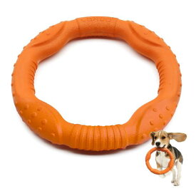 LaRooテディ犬デンタル玩具 小型犬用噛おもちゃ耐久性 ラウンドフリスビー18 cmストレス解消（中小犬）のペットの知能訓練用 浮遊訓練おもちゃ。 (22CMオレンジ)
