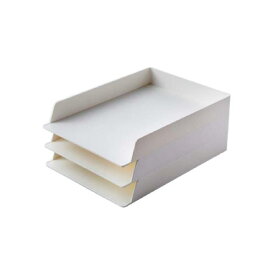 ikeem デスクトレー A4対応 レターケース プラスチック 縦型 書類ケース 小物収納 オフィス収納 ホワイト 白 積み重ね 頑丈 (A4レターケース3個)