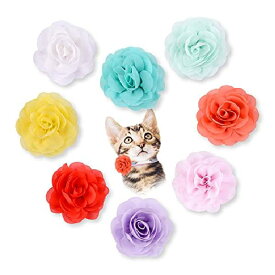 Kalevel 8個セット 犬 首輪 アクセサリー 猫 首輪 花 ペット 首輪 しゅしゅ シフォン 花 チャーム パーツ かわいい ネクタイ セーフティーバックル カラー リボン 動物用 蝶ネクタイ調節可能 ペット用品 小中大型犬 女の子