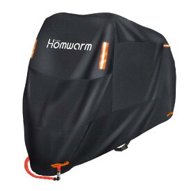 Homwarm バイクカバー 300D厚手 防水 紫外線防止 盗難防止 収納バッグ付き (XXL、 ブラック)