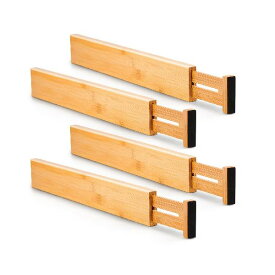 Utoplike 引き出し 仕切り板 竹製 収納 多機能 伸縮式 調整可能 長さ拡張可能 キッチン引き出し用 本棚 4個セット オフィス
