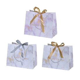 MEDUSHASHA ラッピング袋 紙袋 プレゼント 袋 手提げ袋 リボン ギフト ラッピング クリスマス 誕生日 包装 バレンタイン 包装紙 マーブル模様 （3枚セット）