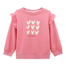 Enfants Cheris 子供服 女の子 パーカー tシャツ 長袖 ベビー 女児 トレーナー キッズ ウェット 綿 トップス 上着 丸襟 女児 春秋冬 可愛い フリル ピンク 110