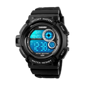 タイムエバー デジタル腕時計 メンズ 防水腕時計 led watch スポーツウォッチ アラーム ストップウォッチ機能付き 防水時計 文字が大きくて見やすい (ブラックA)