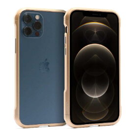 LOOF iPhone 12 / 12 Pro ケース 枠 カバー バンパー フレーム バンパーケース アルミバンパー メタルケース ストラップホール付き 軽い 耐衝撃 簡単装着 ネジ無し仕様 [ゴールド]