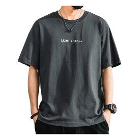 [JHIJSC] メンズ tシャツ 半袖 夏 ゆったり 無地 綿 シンプル おしゃれ 大きいサイズ (L グレー)