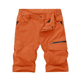 ハーフパンツ メンズ スポーツ ショートパンツ 渓流 釣り用半ズボン ゴルフウェア 作業着 五分丈パンツ 橙 オレンジ XL