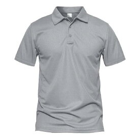 [KEFITEVD] 半袖ポロシャツ メンズ 薄手 通気性 ゴルフウェア カジュアルシャツ スポーツウェア 運動着 灰 ライトグレー JP XL