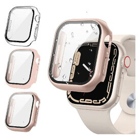 【3枚入り】FALSAD アップルウォッチ7 ケース 対応 Apple Watch Series 8/ Series 7 41mm/45mm、 PC素材バンパーと9H強化ガラスフィルム画面 一体型 Apple Watch 7/ 8 専用 カバー キズ防止