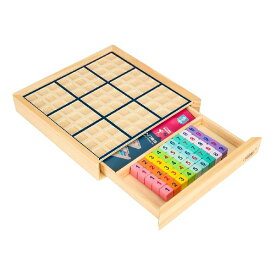 木製 ナンバープレース数独 ナンプレ 引き出し付きボードゲーム (カラフル) - 数学脳ティーザー おもちゃ 教育 卓上 ゲーム トレイン 論理的思考能力