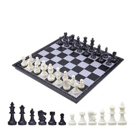 Kosun チェスセット 国際チェス マグネット式 折りたたみチェスボード 黒と白の駒 収納便利 (S)