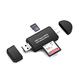 SDメモリー カードリーダー USBマルチカードリーダー 多機能 OTG SD/Micro SDカード両対応 Type-C/Micro usb/USB接続 Windows/New Macbook/Huawei/Xperia/ASUS/Samsung/An