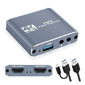 MOYOON 4K HDMI キャプチャーボード ゲームキャプチャー USB/Type-C 1080P 60fps HDMIループ出力マイクオーディオミキシング ビデオキャプチャー ゲーム実況生配信 録画ライブ会議に適用 1080P 60fpsNinte