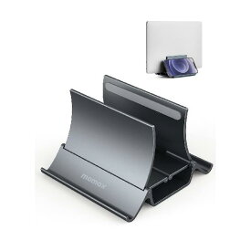 MOMAXノートパソコンスタンド 縦置き macbook スタンド 重力ロック 卓上 自動的にグリップ 収納 幅調節可能 冷却効果 クラムシェルスタンド ノートpc スタンドタブレット/MacBook/iPad/Mac Mini/iPhone 14/Pl