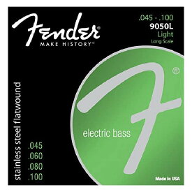 Fender エレキベース弦 Stainless 9050's Bass Strings、 Stainless Steel Flatwound、 9050L .045-.100 Gauges、 (4) 739050403