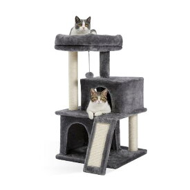 PAWZ Road キャットタワー 猫タワー 大型猫適用 安定 クッション 取り外し 手入れ簡単 交換用フェルト付き 交換用ポンポン付き グレー