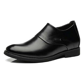 23.5cm ブラック [D.IIZOO] 6cm 身長アップシークレットシューズ ビジネス メンズ 革靴 6センチ 厚底 ヒールアップシューズ 背が高くなる靴 インヒール シークレットカジュアルシューズ