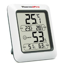ThermoProサーモプロ 湿度計 デジタル温湿度計 室内温度計湿度計 顔マーク おしゃれ 最高最低温湿度表示 高精度 おしゃれ コンパクト 見やすい マグネット付き 梅雨対策 卓上 冷蔵庫 TP50