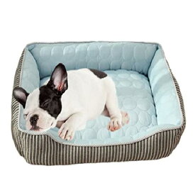 ペットベッド ペット用 クール ベッド ひんやり ペット ベッド 夏用 犬 猫 冷感 洗える 犬 夏用 ドーム かわいい ソファ ベッド 角型 3サイズ クールマット (M ブルー)