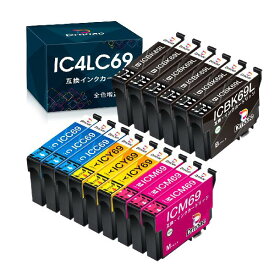 (Epson)用 エプソン IC4CL69L 互換インクカートリッジ IC69 砂時計 ICBK69L ICC69 ICM69 ICY69 互換インク 15本セット 大容量/説明書付/残量表示/個包装 PX-105 PX-045A PX-046A PX-