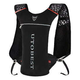 UTOBEST ハイドレーションリュック ランニングバッグ サイクリングリュック スポーツバッグ ウォーキング用バッグ マラソン ジョギング トレイルランニング 超軽量 自転車リュック 5L 3色選び (ブラック)