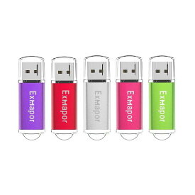 5個セット 32GB USBメモリ キャップ式 Exmapor USBフラッシュドライブ 混合色（紫 赤 銀 ピンク 緑）