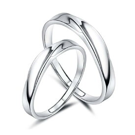 ペアリング フリーサイズ 2個セット カップル 指輪レディースおしゃれ シンプル 婚約結婚指輪 Couple ring シルバーリング 記念日 誕生日プレゼント 専用ボックスつき バレンタインデープレゼント (モービウス)