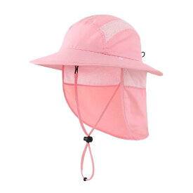 (コネクタイル)Connectyle キッズ 夏 UPF 50+ フラップキャップ 速乾 つば広 日よけ帽子 UVカット サファリハット 子供 女の子 釣り帽 ピンク