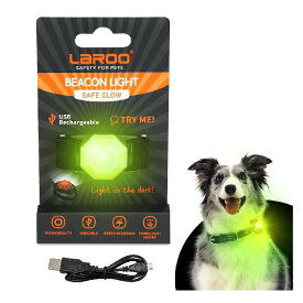 LaRoo 犬猫用 ペンダントライト LED 充電式 夜間 散歩用 犬の安全のために 首輪 光る キラキラ 防水 調節可能 簡潔 軽い 超小型犬~超大型犬に対応 ペット用品 (透明シェル-緑)