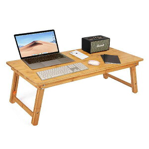 ノートパソコンデスク PCスタンド 傷付きにくい 竹製 ベッドテーブル ローテーブル 座卓ちゃぶ台 折りたたみ式 高さ調節可能 多機能 万能テーブル トレーテーブル ナチュラル シンプル デザ