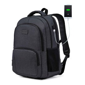 Vaschy リュック メンズ 15.6インチPC ビジネスリュック ラップトップバック 大容量 USB充電ポート バックパック 通勤 旅行 アウトドア 男女兼用 多機能 スーツケース専用ベルト付き ダークグレー